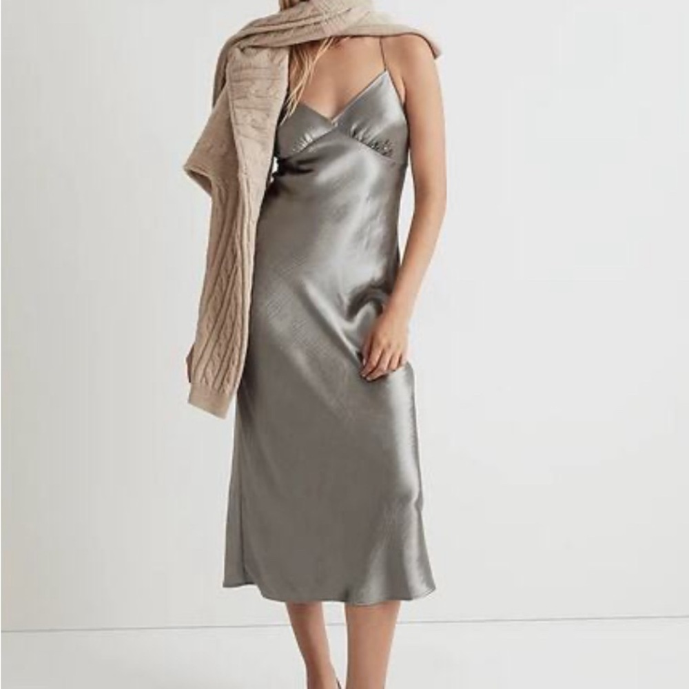 Madewell Silver Layton Midi Slip Dress
